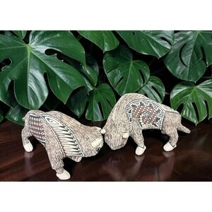 Mata Ortiz Pottery Fighting Buffalo Bison Effigy Effigies Tomas Quintana Mexico